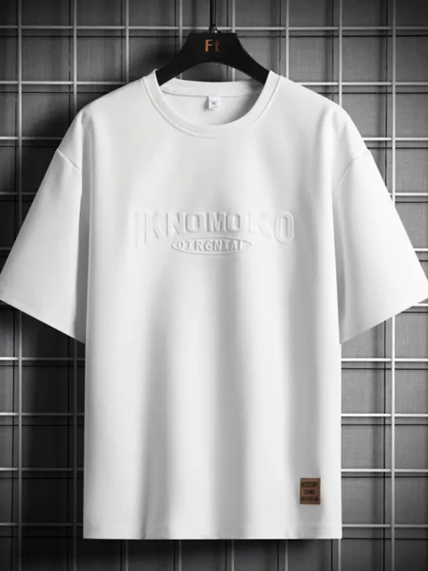 Big belly short-sleeved men's summer 2025 new loose plus fat plus size long-sleeved T-shirt clothes fat men's clothing - Image 4