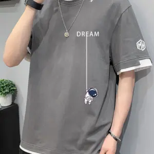 NASA jointly-branded summer pure cotton short-sleeved T-shirt for men's trendy brand loose T-shirt new style for men's half-sleeved summer clothes