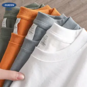 American 280g heavy pure cotton short-sleeved T-shirt for men's shoulder pure white base shirt 2025 new clothes for summer